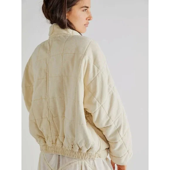 Free People dolman quilted jacket in vanilla cream size XS - Picture 2 of 16